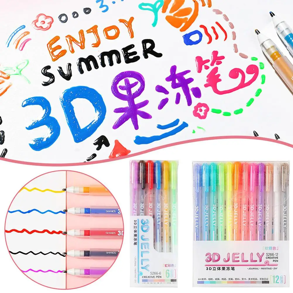 

3D Jelly Pen Painting Hand Account Pen Smooth Writing School Office Account Graffiti Stationery Student Supplies Hand Paint L4O4