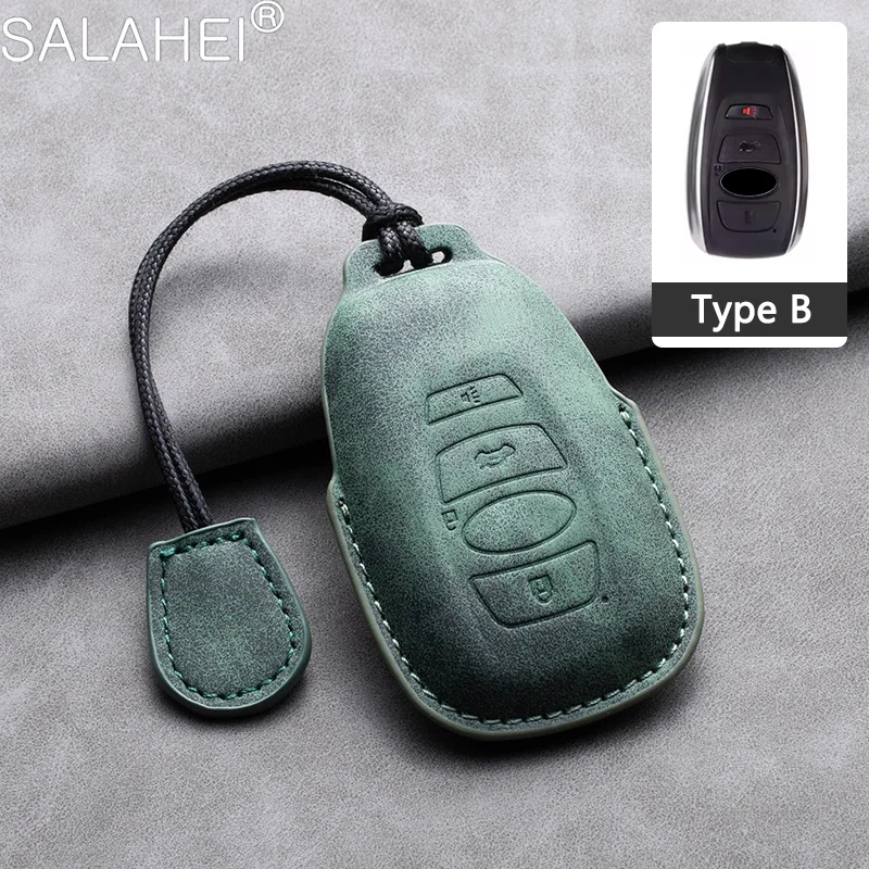 

Sheepskin Leather Car Key Case Cover Shell Protector Holder for Subaru XV BRZ Forester 2019 Legacy Outback Keychain Accessories
