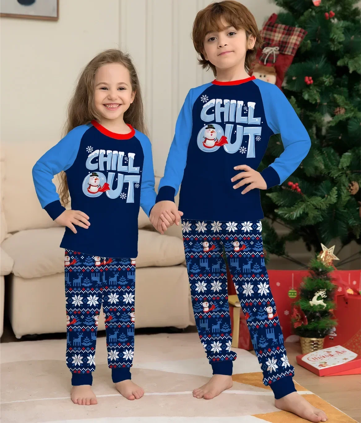 Letter Patchwork Print Christmas Pajamas Family Matching Outfits Parent-child  Clothing 2 Set Baby&Dog Romper Pjs Xmas Look 4