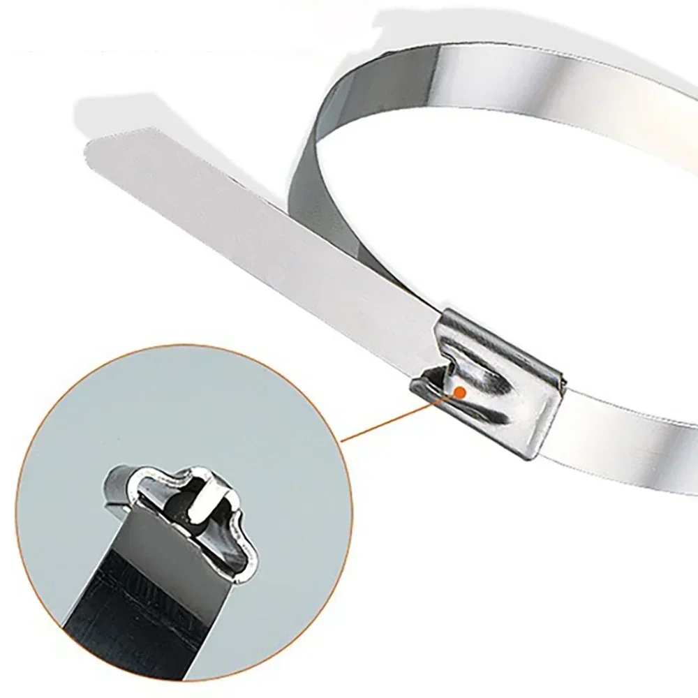 Cable Ties 20/100Pcs Stainless Steel Cable Ties Metal Zip Ties Strap Exhaust Wrap Multi-Purpose Heavy Duty Self-locking Fastening Ring