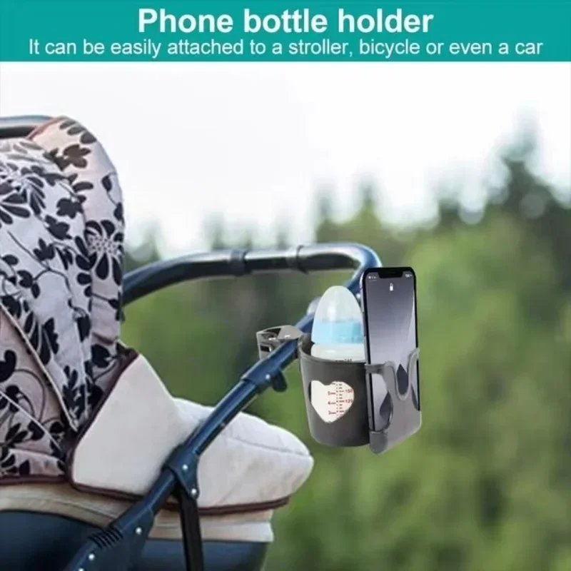 Stroller Cup Holder Phone Holder 2-in-1 Stroller Phone Milk Bottle Pram Pushchair Wheelchair Accessories