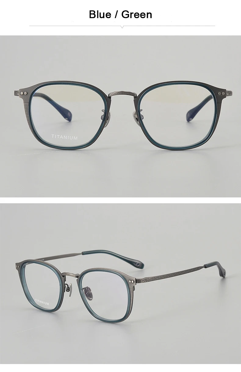 2025 Japanische Reproduktion Acetat Reintitan Gebürstete Metall-Textur Brillengestelle Retro Designer Luxus Herren Brillen – Detail 8