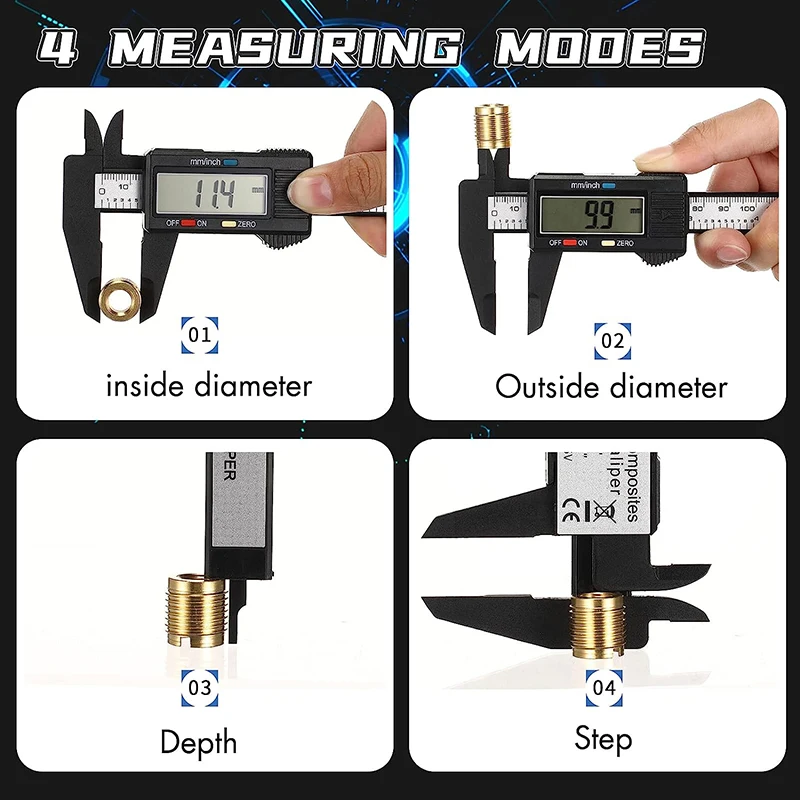 Electronic Digital Caliper Carbon Fiber Vernier Gauge and Micrometer Measuring Tool