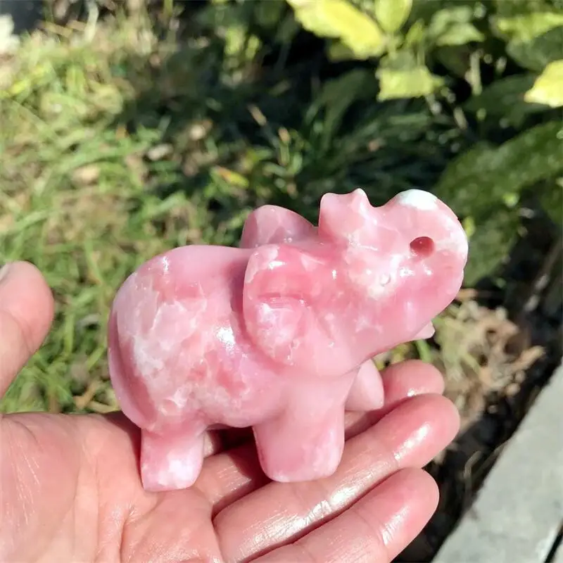 

Natural Pink Opal Elephant Carving Carved Figurine Energy Gemstone Crafts Home Decoration Christmas Gift 1pcs