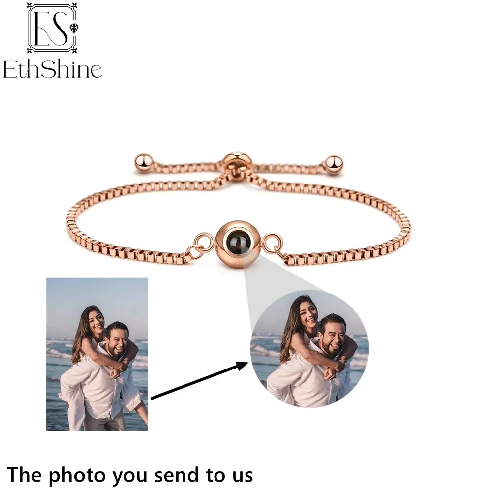 ETHSHINE Personalized Circle Photo Bracelet Custom Photo Bracelet Couple  Projection Bracelets Memorial Jewelry Gift for Women : Gearbest