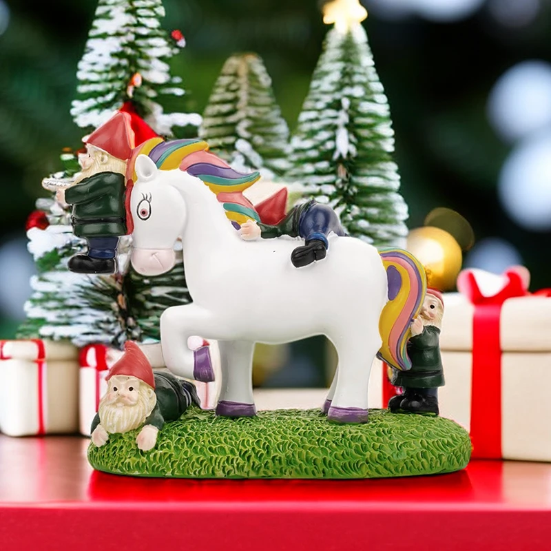 Resin-Climbing-Horse-Riding-Dwarf-Sculpture-White-Beaded-Dwarf-Art ...