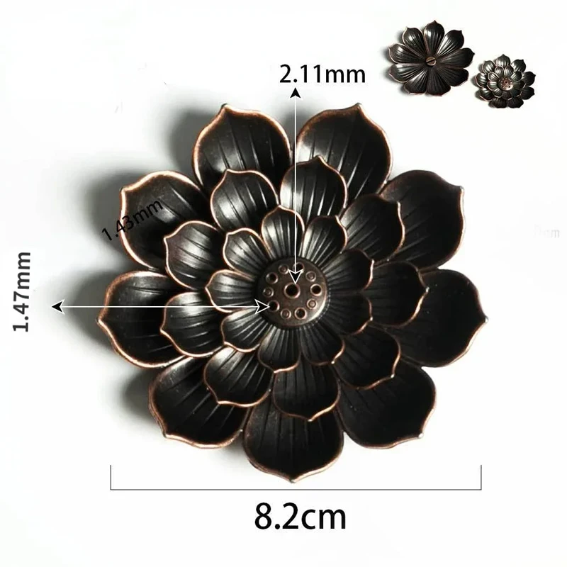2 in 1 Alloy Incense Burner Home Decoration Metal sandalwood Incense Sticks Holder Buddhism Zen Lotus Sticks Incense Censer, 1Pc