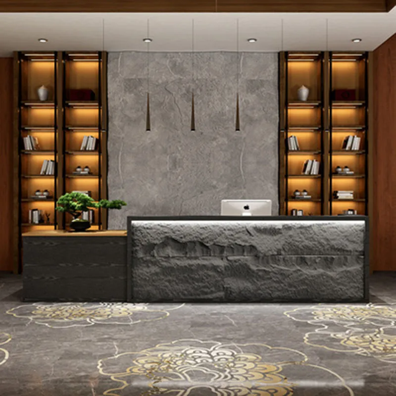 Reception Bank Home Counter Elegant Office Desk Tempered Glass Restaurant Front Table Professional Aesthetic Modern Furniture