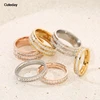 88579-24578d.jpg Bague de luxe en acier inoxydable pour femmes, or Rose, Double rangée carrée, Zircon, romantique, fiançailles, fête de mariage, bijoux, cadeau pour femmes