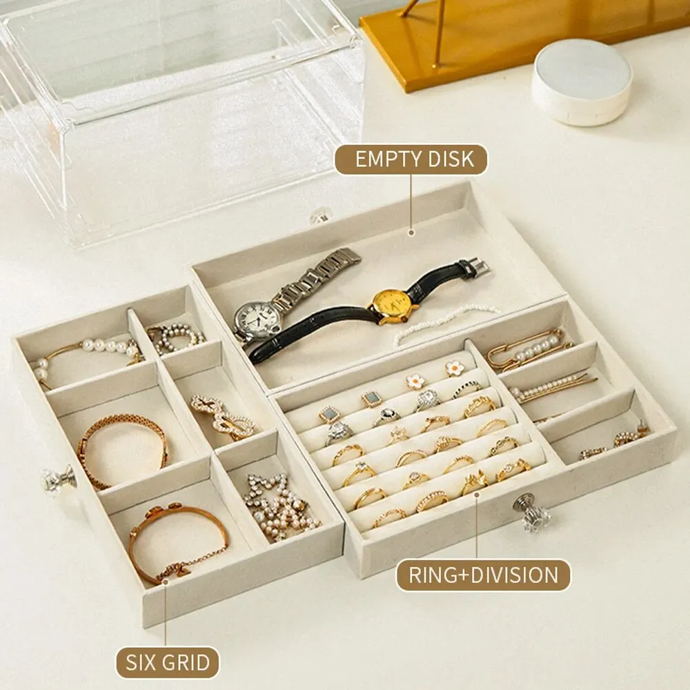 Velvet Jewelry Storage Organizer Box Ring Jewelry Display Organization Tray  Holder Earring Drawer Compartment Storage Case - AliExpress