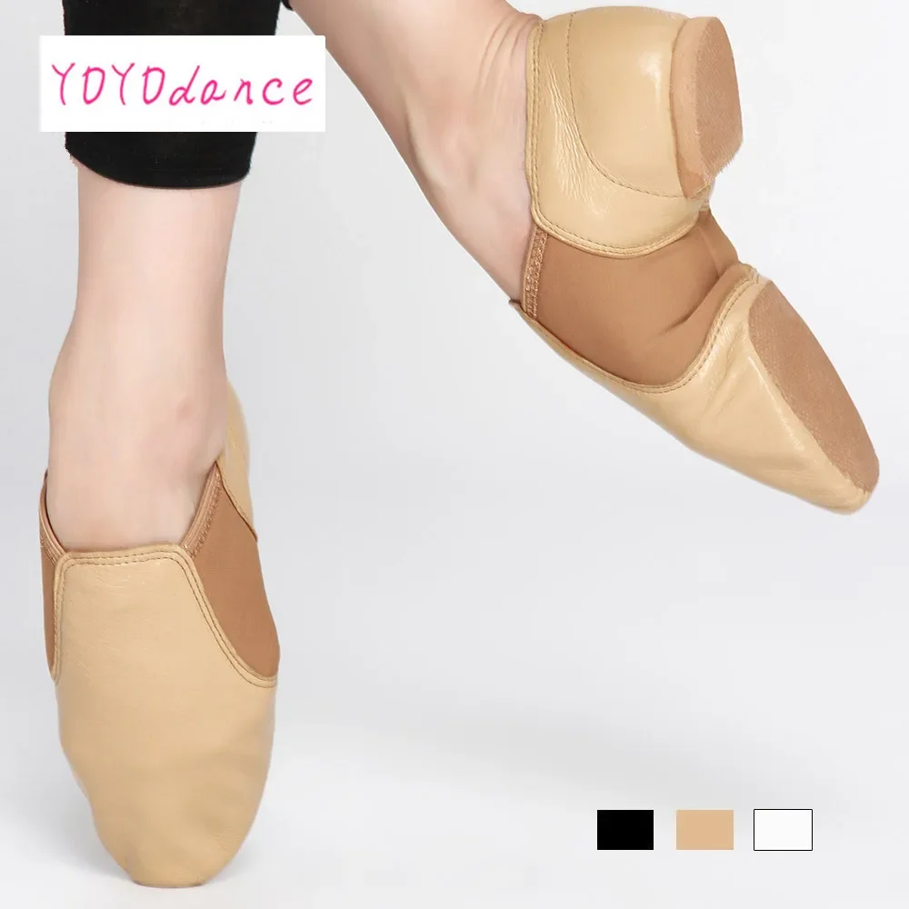 Coupons Women's Slip on Sneakers Genuine Leather Dancing Shoe for Men Adult Kids Girls Black sports Boots Jazz Dance Shoes 3