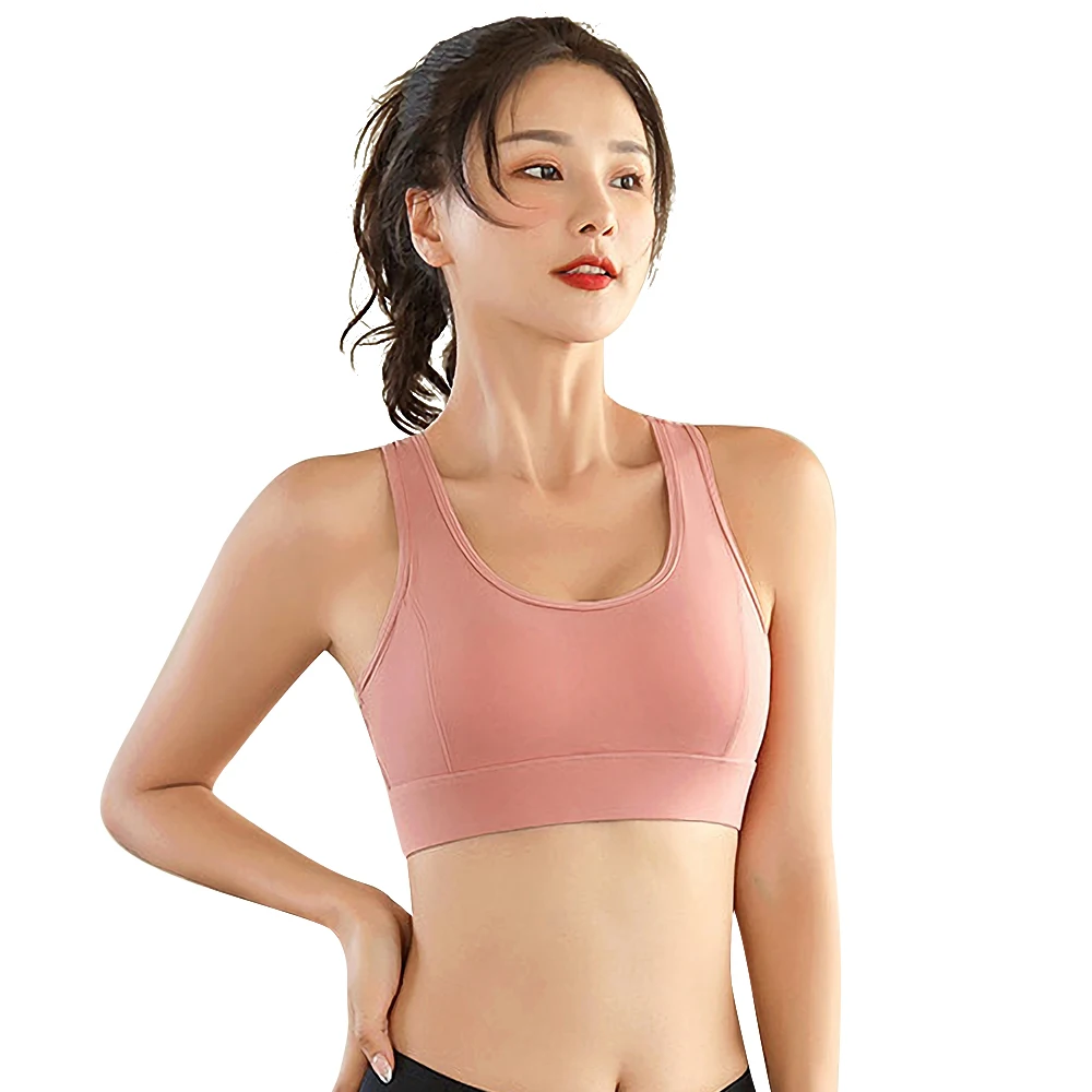 Sport Fitness Bra Woman Push Up Wirefree Adjustable Buckle Mesh Splice Breathable Nylon Gym Yoga Running Underwear Sports Bra