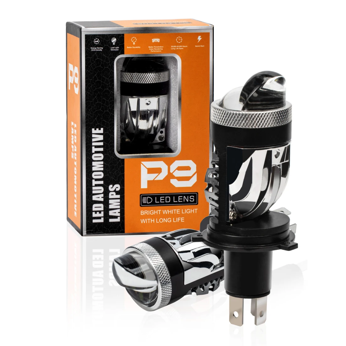 미니 프로젝터 렌즈 H4 LED 헤드라이트, 자동차 램프, 하이 로우 빔 라이트, 플러그 앤 플레이, 120W, 28000LM, 2 개