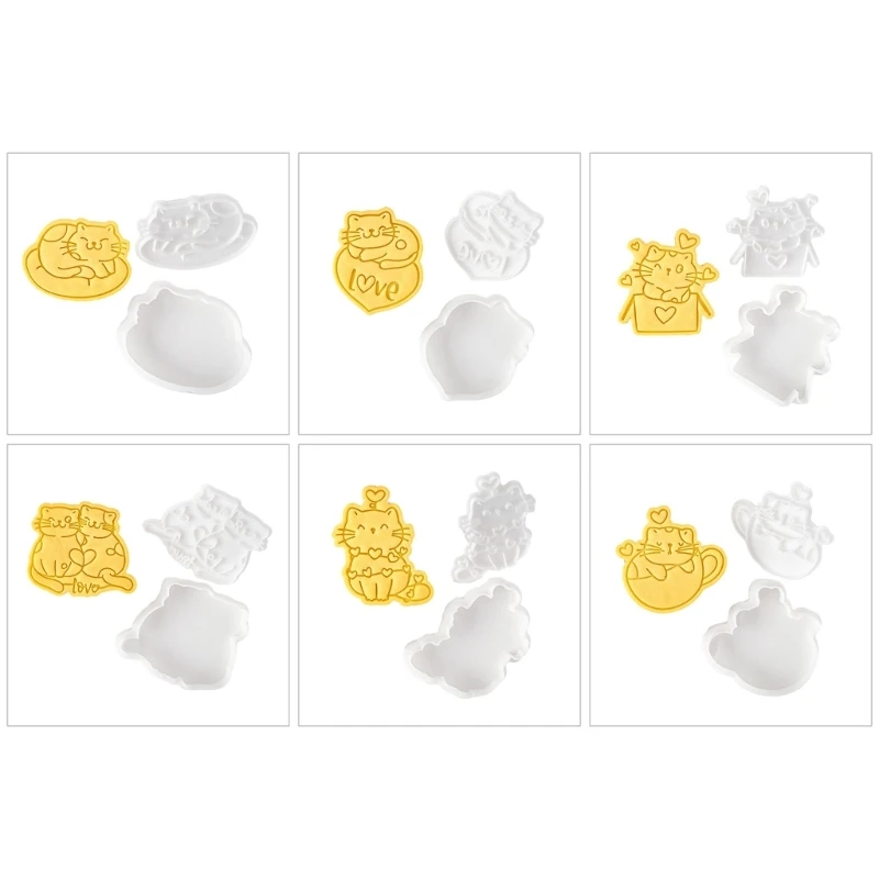 

Valentine's Day Cookie Cutters Plastic Biscuit Molds Cat Shaped Baking Cutters