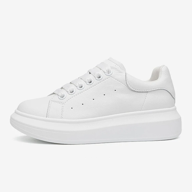 

2022 Genuine Leather Women Platform Sneakers Autumn Fashion Sports Little White Shoes Ladies Vulcanized Shoes Large Size 42