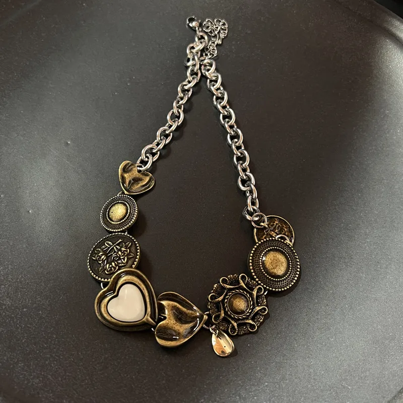 Vintage Leather Brown Stone Pendant Necklace