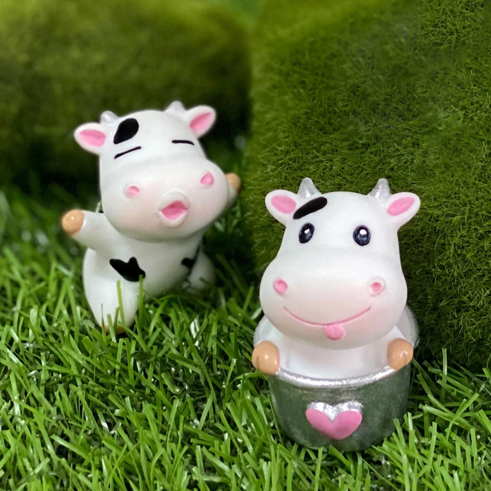 

8 Pcs Wall Sculpture Ornaments Mini Cow Decors Animal Little Figurines Resin Small Cows Toys Tiny Crafts