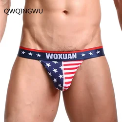 New Sexy Men Underwear USA Flag Print Fashion Men's Briefs Sexy Low Waist Cotton Striped Underpants