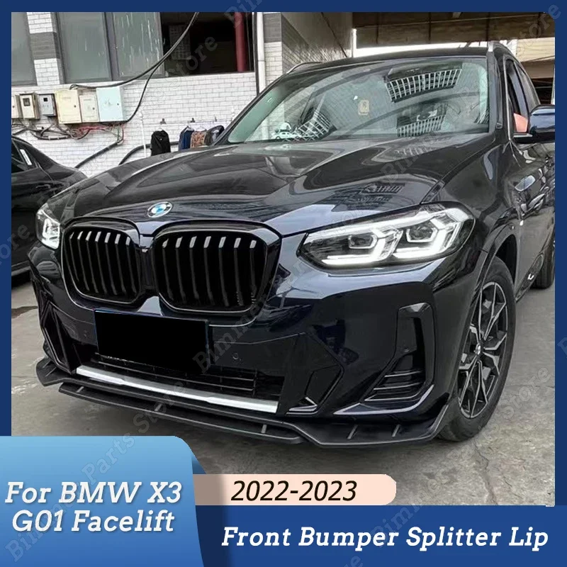 

For BMW X3 G01 Facelift Front Bumper Spoiler Lip Splitter Guard Body Kit Diffuser Gloss Black ABS Car Accessories 2022 2023
