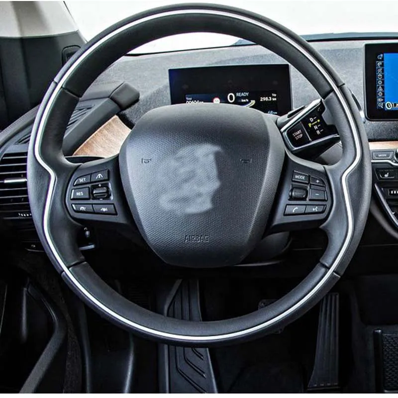 For BMW I3 Top Black Leather Car Steering Wheel Cover Handle Cover DIY