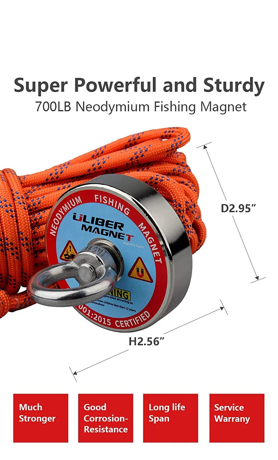 700lbs Strong Fishing Magnet Kit N52 Sea River Metal Recovery Detect 10M Rope 