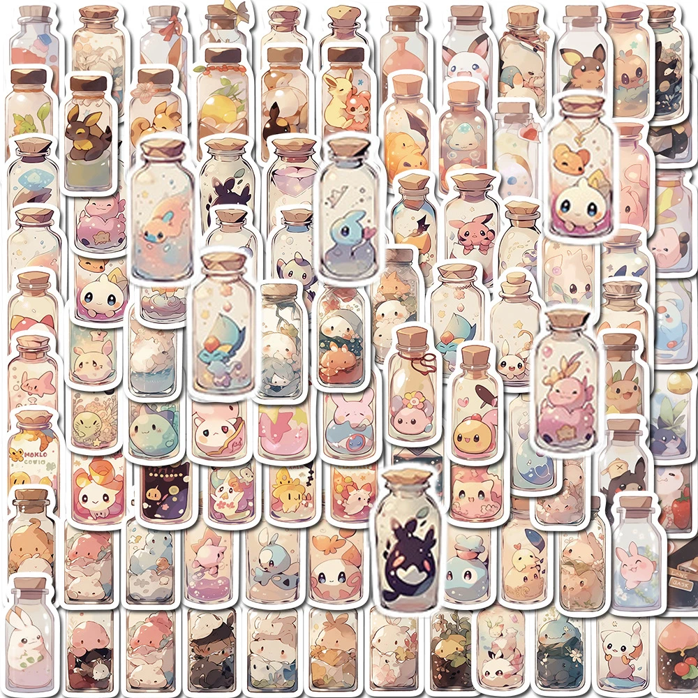 

50/100Pcs Cute Animals Bottle World Aesthetic Varied Stickers Pack for Kids Travel Luggage Helmet Car Decoration Graffiti Decals