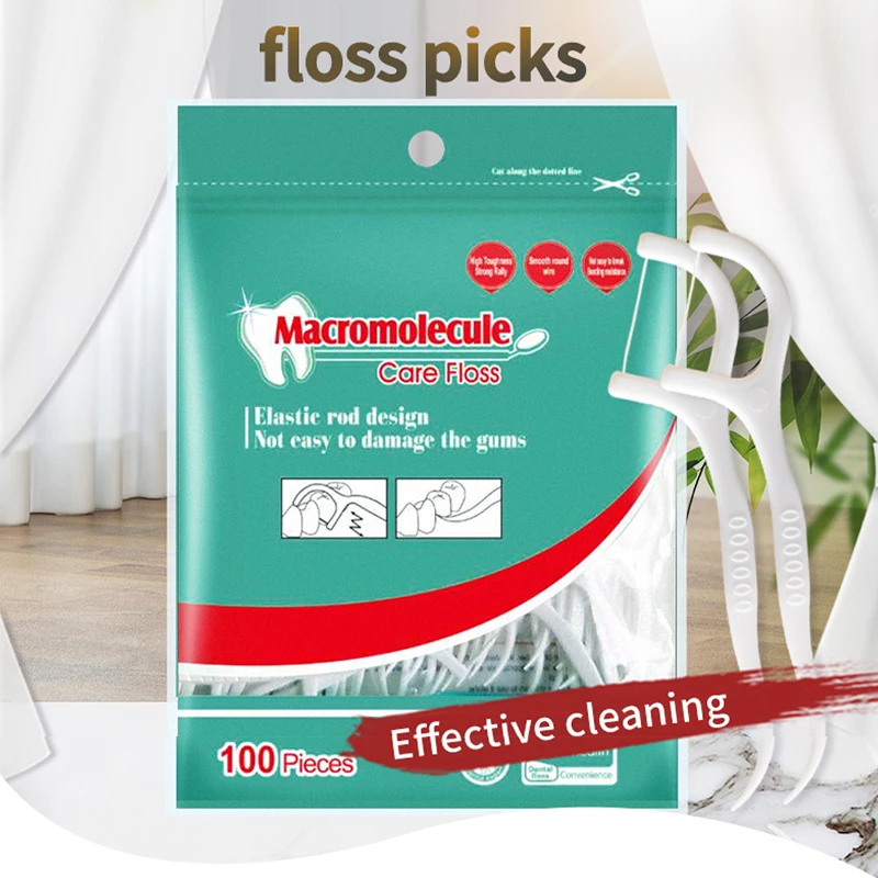 LEKOFO 100pcs Ultra Thin Dental Flosser Picks Teeth Stick Tooth Clean Oral Gum Hygiene Care