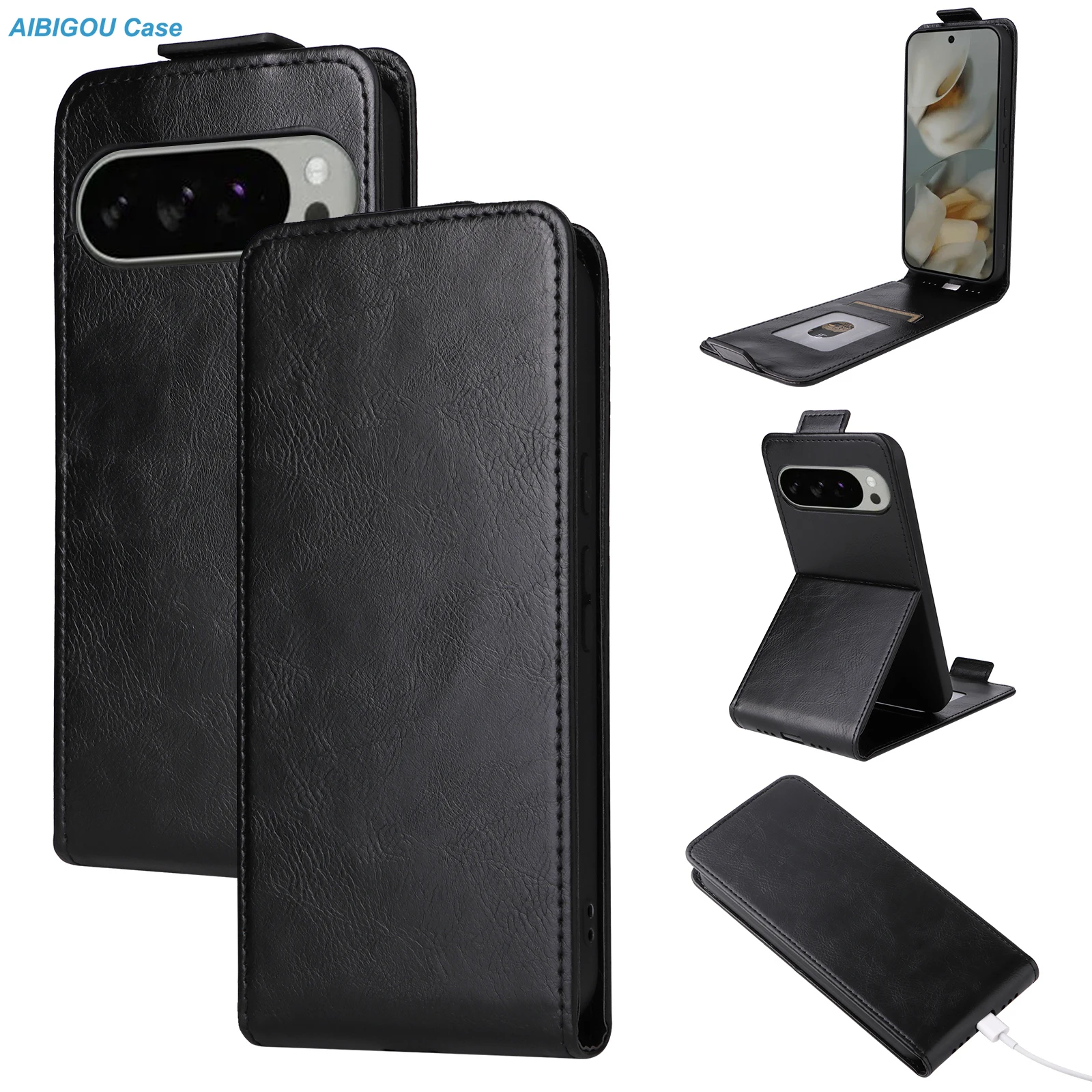 Luxury Retro Leather Flip Case with Card Holder Stand