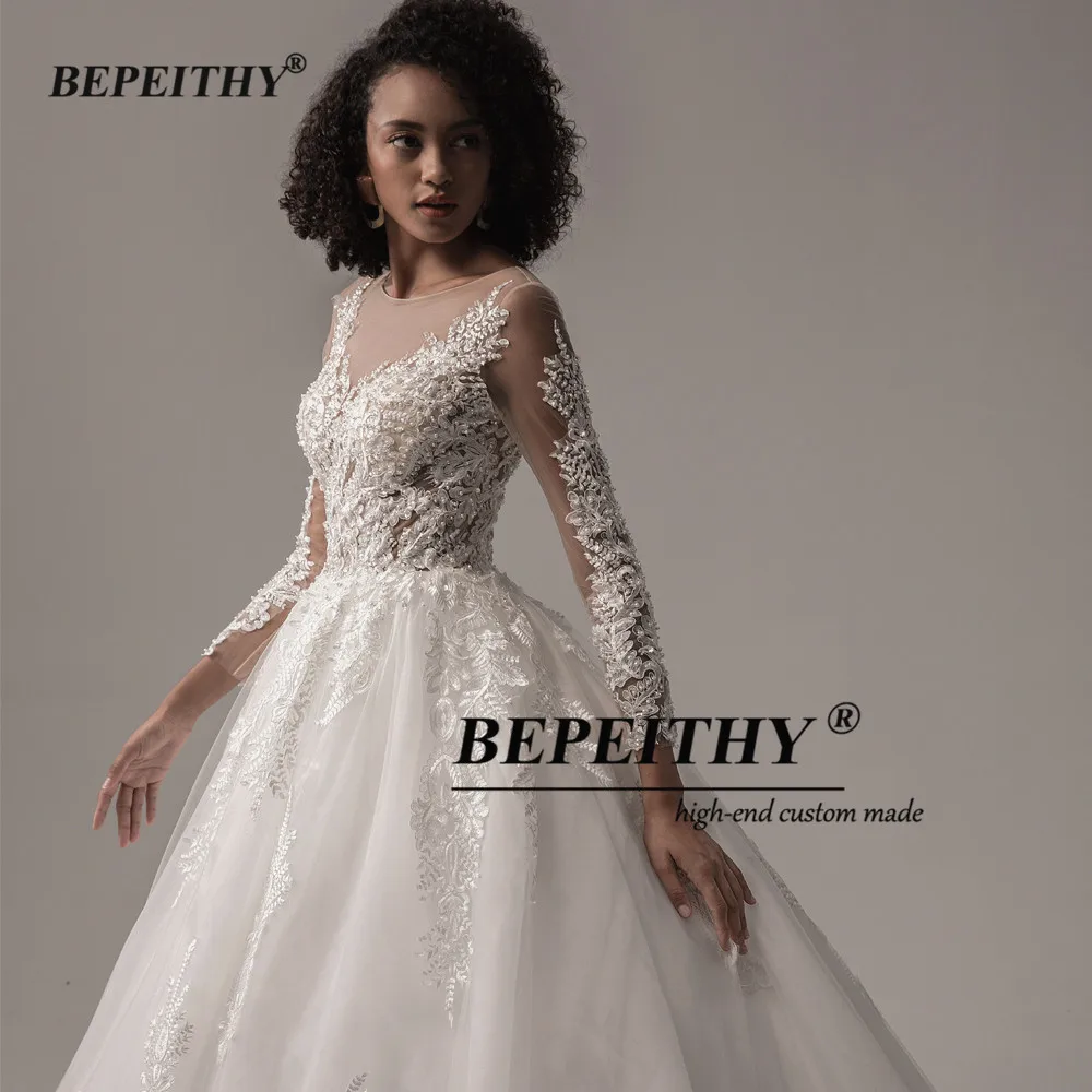 Lace Wedding Dresses For Women Spring Princesss Vintage O Neck Long Sleeves Bridal Ball Gown Vestidos De Novias wedding dresses