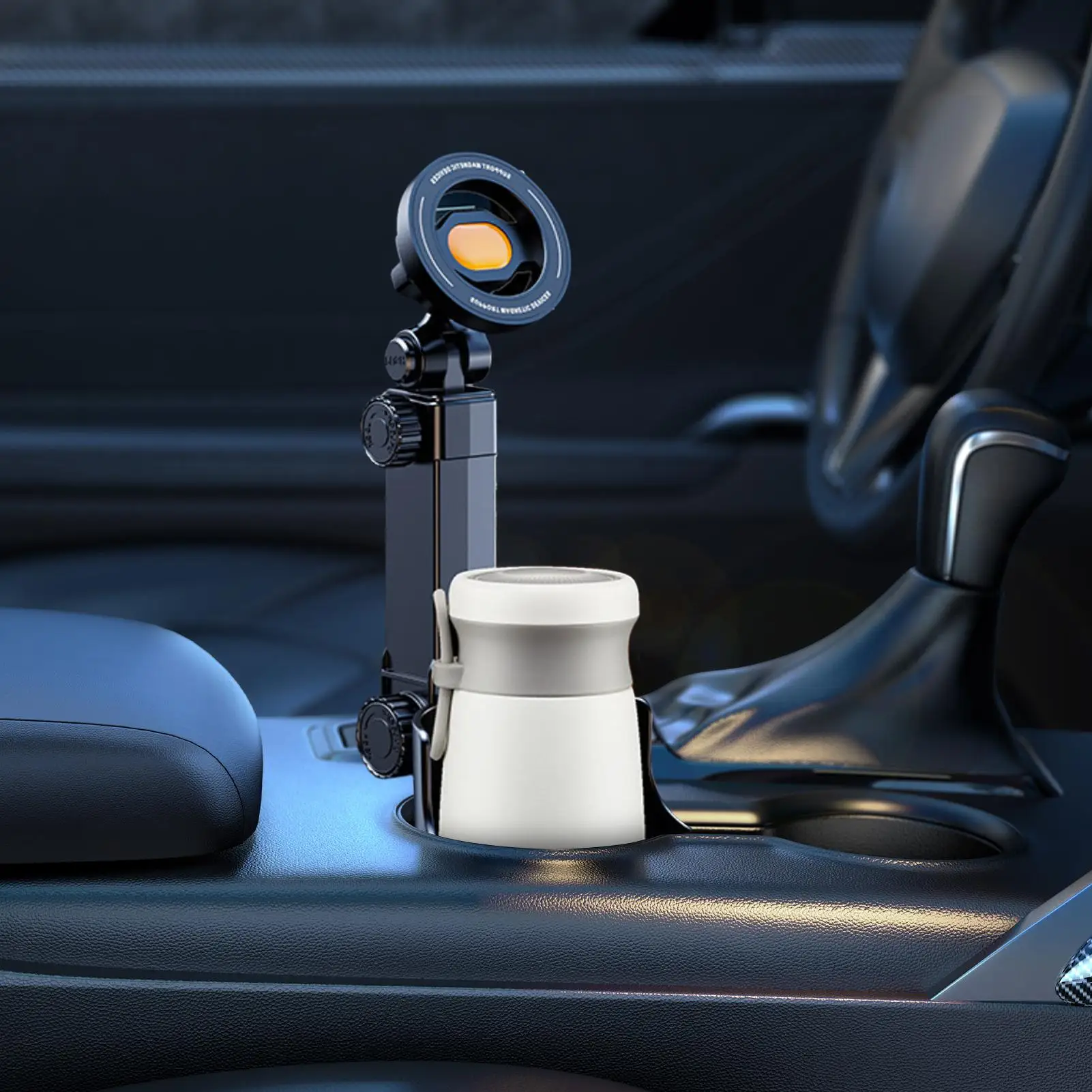2-in-1 다기능 물컵 홀더 마그네틱 볼 조인트는 360도 회전 가능 조절식 자동차 휴대폰 홀더를 지원합니다.