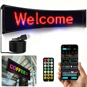 Insegna LED Programmabile, Schermo a Matrice Flessibile, Pannello di Visualizzazione per Testo e Animazioni, Pixel Personalizzabili per Decorazioni di Eventi e Feste con Controllo Remoto tramite App