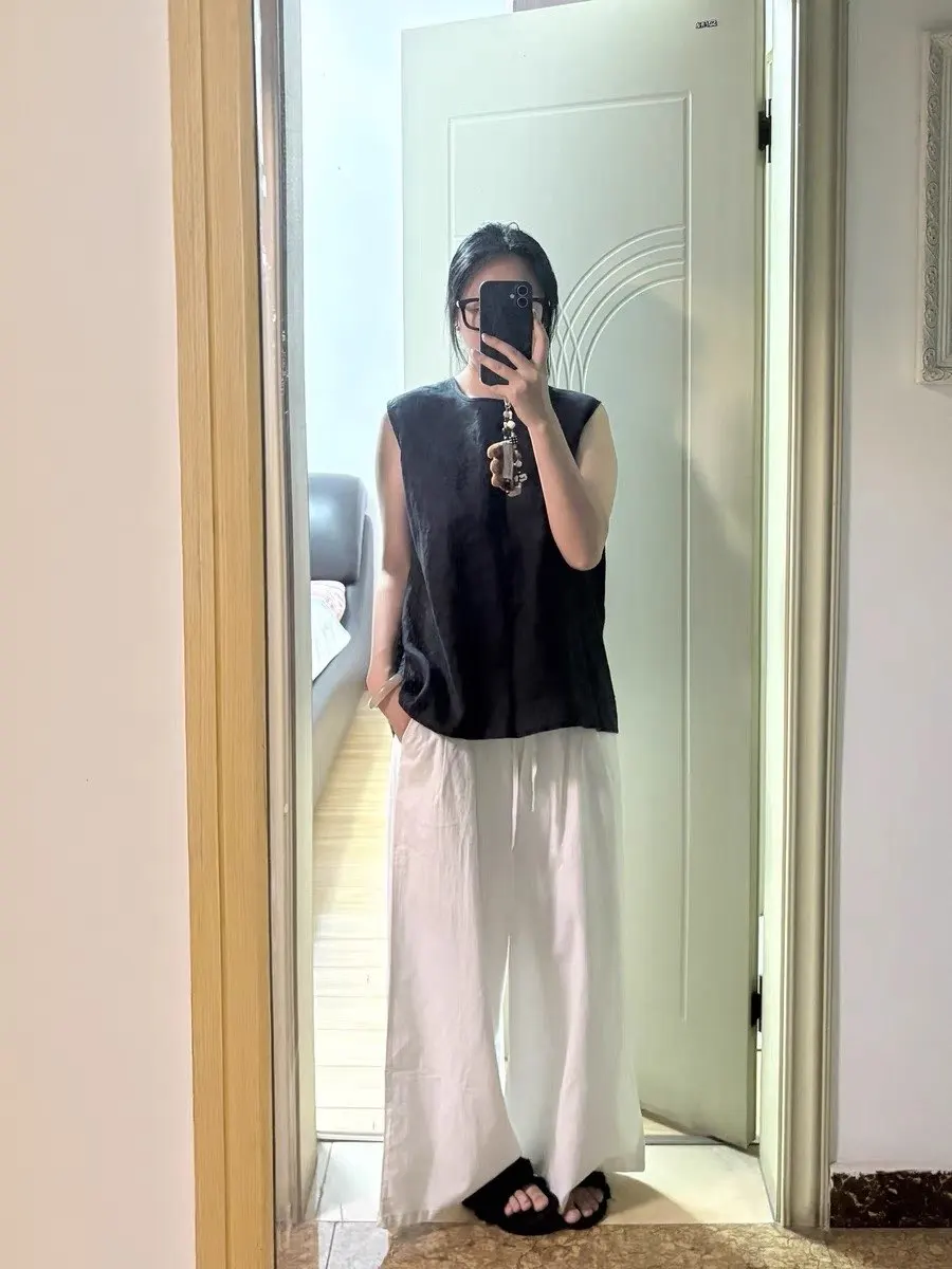 Luxe Linen-Cotton Wide Leg Pants - Breathable Summer Style photo review