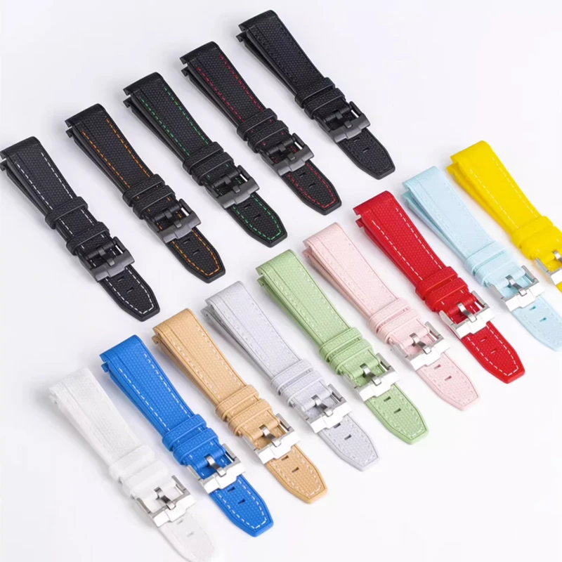 Silicone Rubber Curved End Diving Wrist Band Strap - 20mm