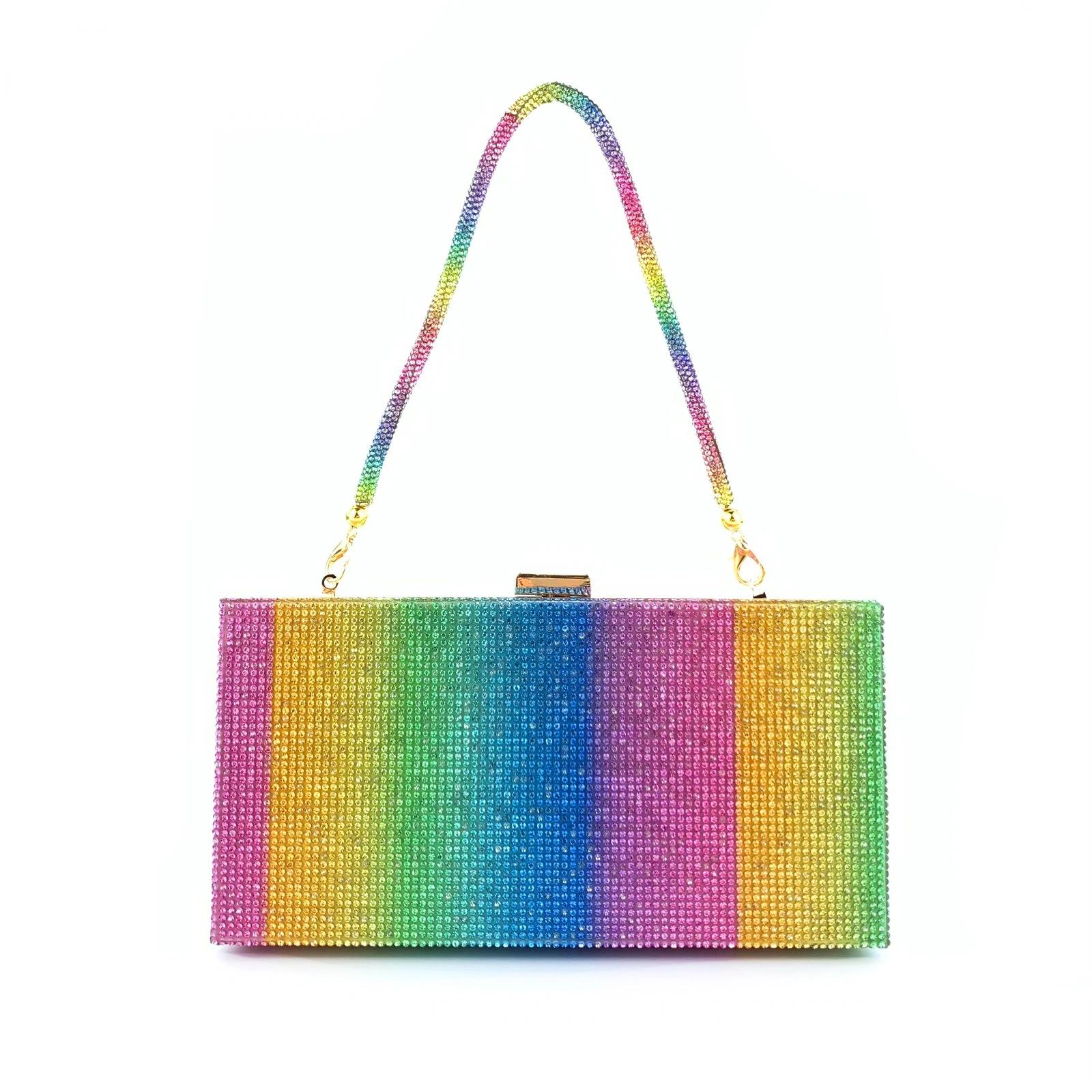 

Fashion 2022 new hot diamond rainbow bag lady's dinner hand bag colorful water drill bag designer handbag fasion handbag