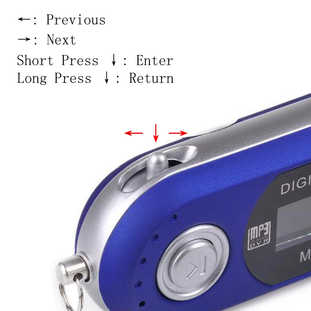 휴대용 USB MP3 음악 플레이어 디지털 LCD 화면, 4GB 마이크로 SD 카드, FM 라디오, 마이크 포함 Mp3 플레이어, 고품질