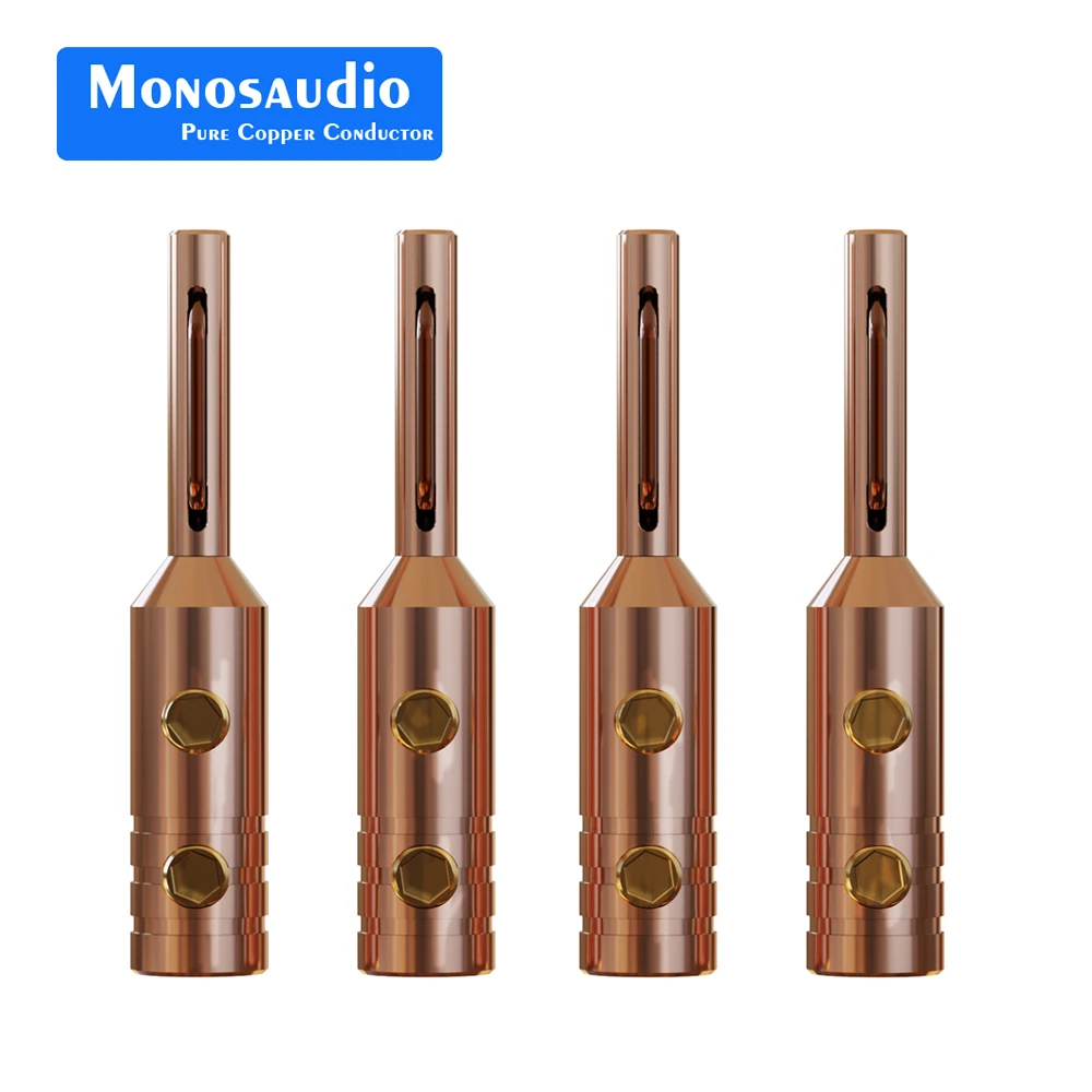 Monosaudio B80 B80R B80G 레드 순수 구리 금/로듐 도금 바나나 플러그 커넥터 99.998% 오디오 스피커 케이블 터미널 잭