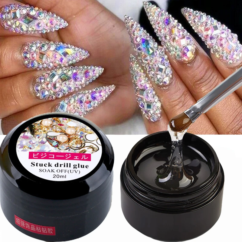 Ofanyia 1Pc Nail Art Rhinestone Glue Drill Gel Adhesive Gem Jewelry Diamond  Polish UV Gel Glue Nail Art Glue