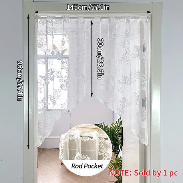 Tenda Corta Per Cucina - Cotone Opaco Con Pizzo, Motivo Quadretti Rosso E Bianco