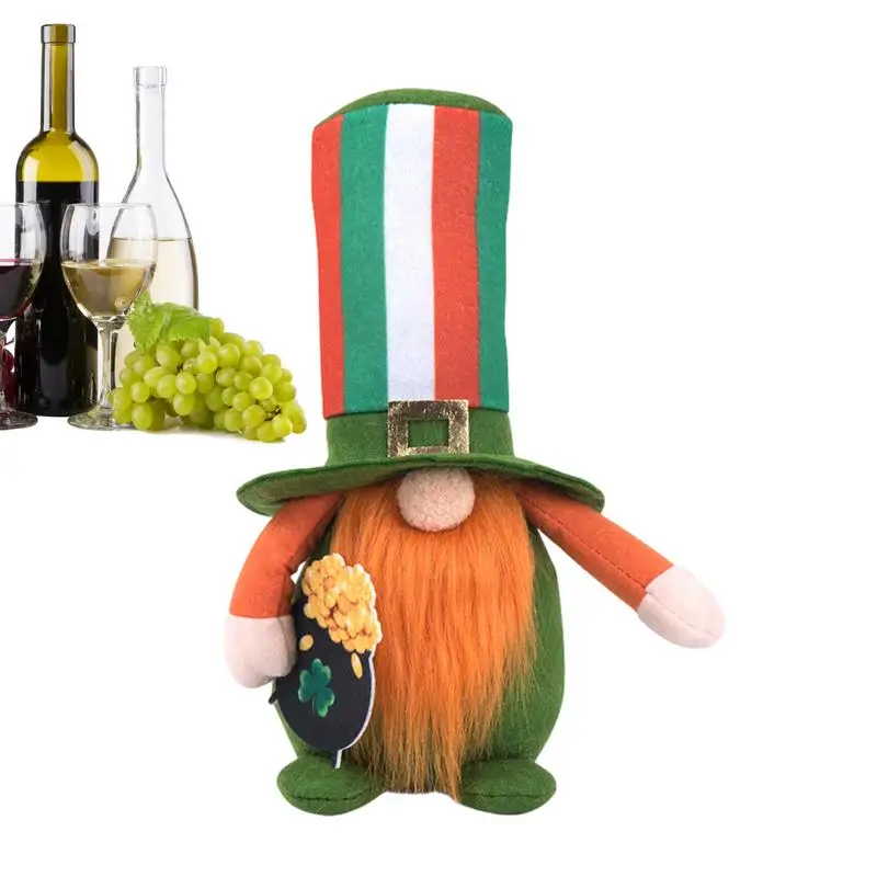 

St Patricks Day Gnomes Green Shamrock Irish Plushie Festival Elf Dwarf Collectible Figurines Swedish Tomte Plushie For