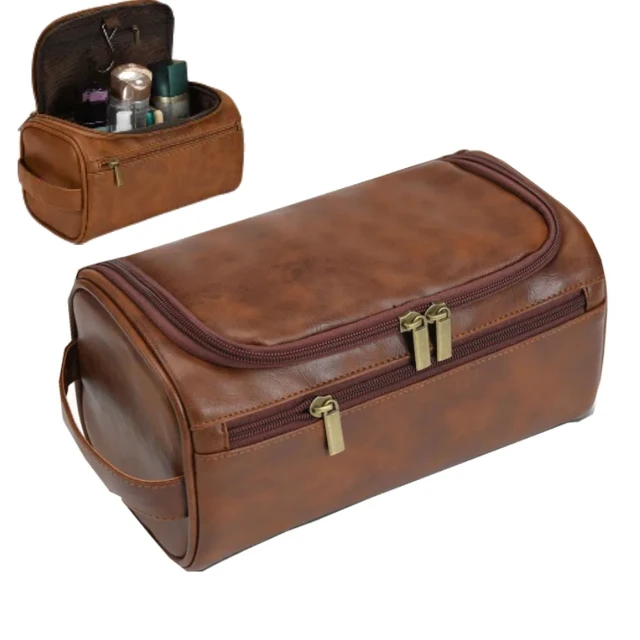 Trousse de toilette vintage pour hommes - Trousse à cosmétiques de voyage de luxe Trousse de lavage suspendue pour les voyages d'affaires Pochette de rangement pour organisateur de maquillage masculin 1