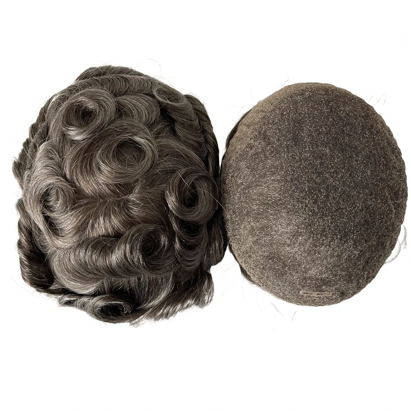 Mongolian Virgin Human Hair Hairpiece #350 Color 32mm Wave Unit 8x10 Full Lace Toupee for White Men