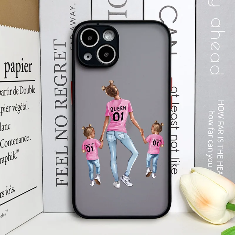 Fashion Super Mama & Dad Frosted Hard Phone Case - Baby Boy & Girl Design