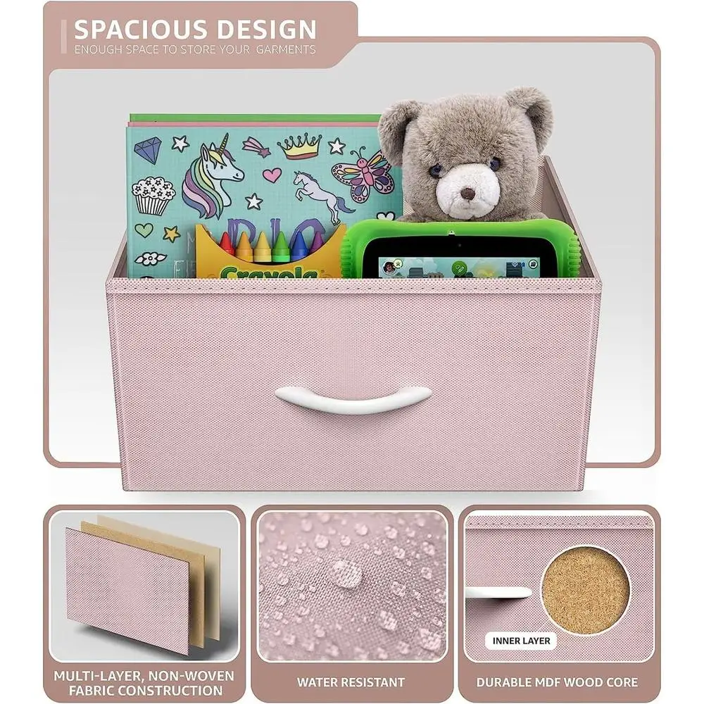 Dresser with 8 Fabric Bin Drawers Kids Bedroom Storage Chest Multipurpose Lightweight Easy Assembly Playroom Organizer 3