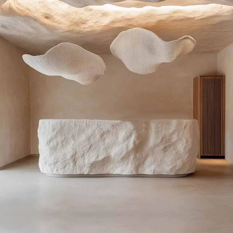 Bancone Reception Bianco di Lusso Curvo Classico Moderno con Cassetti - Scrivania Frontale per Ufficio - immagine 3