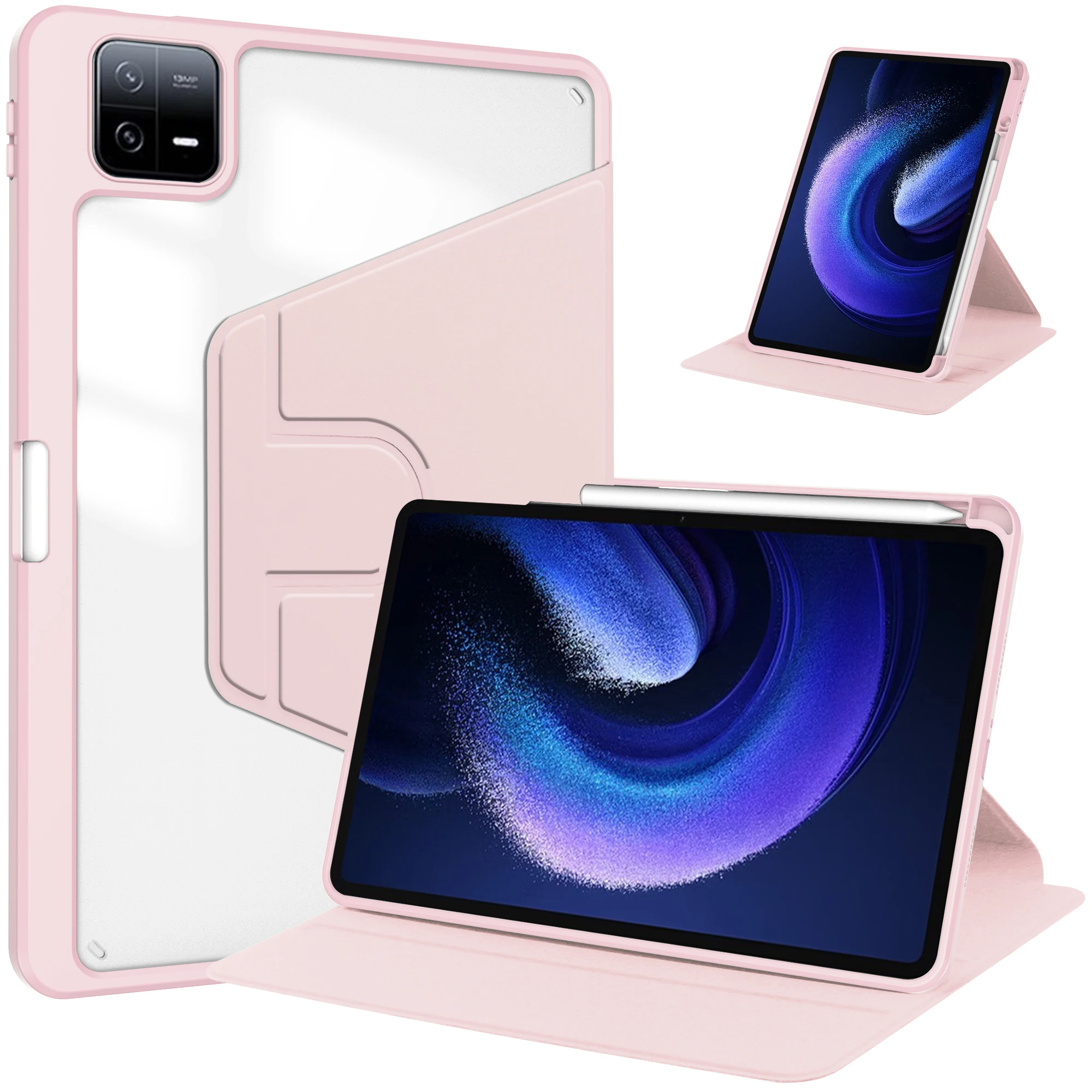 Enhanced 360 Rotatable Stand Smart Case with Pen Slot and Auto Sleep/Wake Function - Shockproof Shell