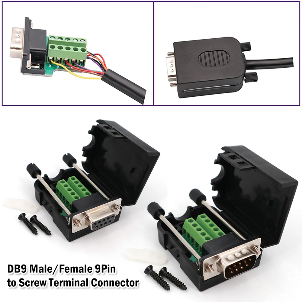 10PCS DB9 Female Male D-Sub 9 Pin To Screw Plug Breakout Terminal Solderless Connector