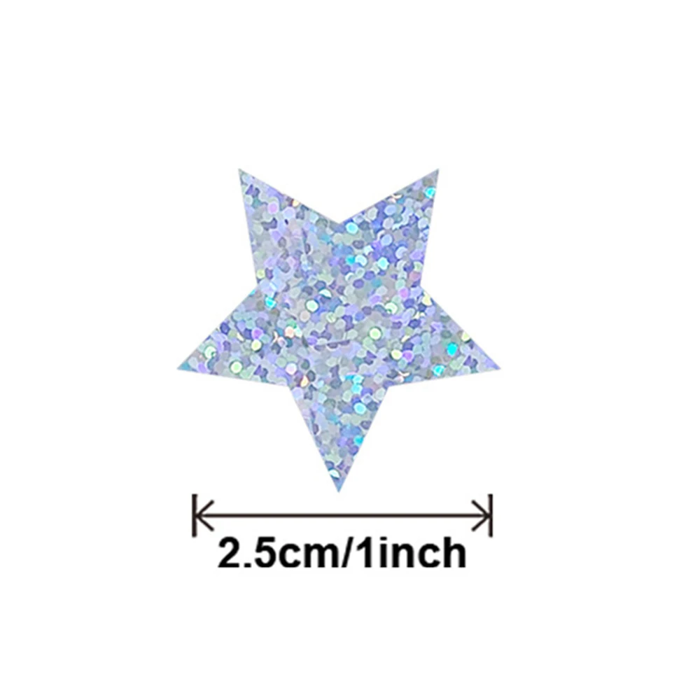 50-500Pcs 레이저 스티커 하트 모양 선물 인감 스티커 스타 라운드 홀로그램 접착 라벨 편지지 스티커 라벨 선물 상자 장식