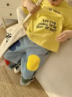 2024 Spring New Children Loose Jeans Baby Girl Color Printing Casual Pants Toddler Boy Harem Pants Kids Versatile Denim Trousers 4