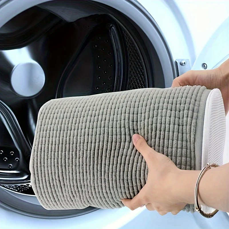 1pc Premium Chenille Microfiber Shoe Laundry Bag For Washing Machine - Anti-Deformation Shoe Care Bag Polyester Plush Lazy Shoes 4