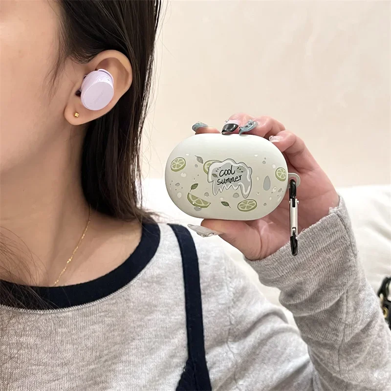 Stylish Ear Buds Case with Carabiner Clip - Cute Design Headphone Cover